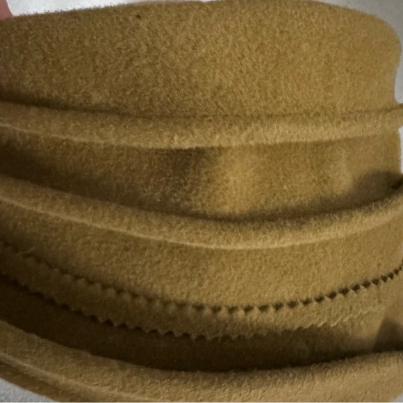 Vintage Suzette Couture Olive Wool Designer Cloche Hat Boho Church Millinery